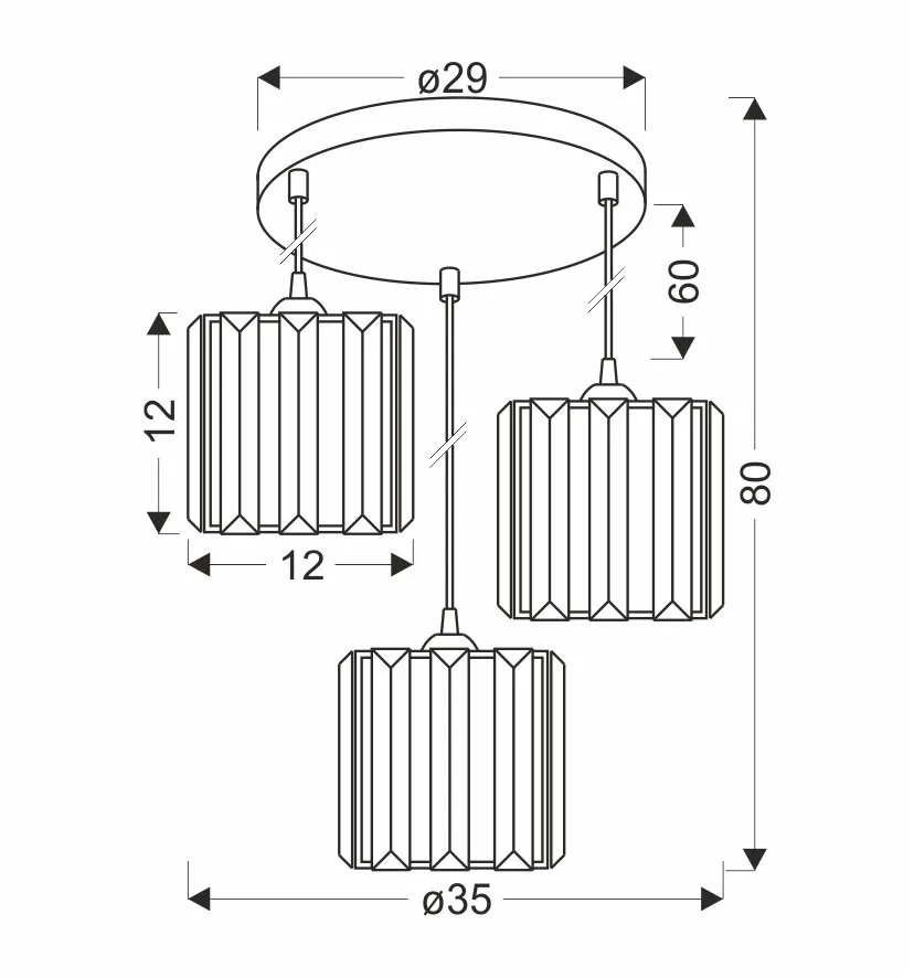 GLASSIA LAMPA WISZĄCA TALERZ CZARNY 3X40 E27 KLOSZ CZARNY+KRYSZTAŁY BEZBARWNE - obrazek 3