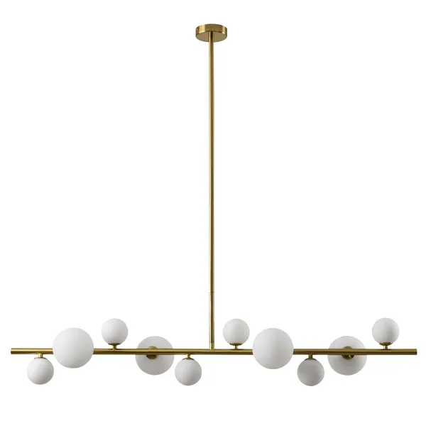 Lampa wisząca MILKY DROP 120 cm- złota z białymi kloszami