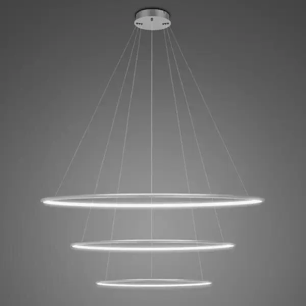 Lampa wisząca Ledowe Okręgi No.3 80cm 4k srebrna