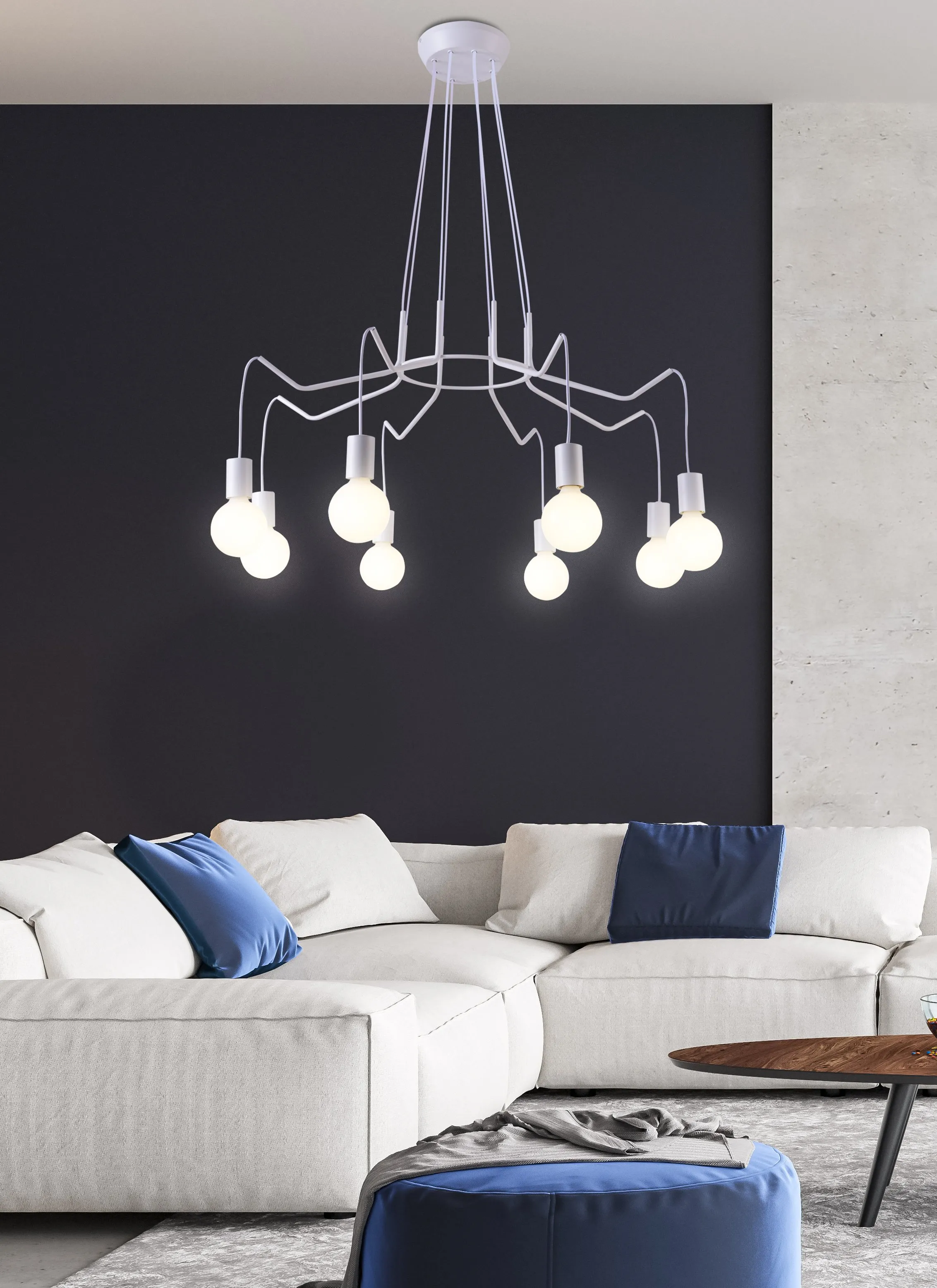 BASSO LAMPA WISZĄCA 8X40W E27 BIAŁY MATOWY - obrazek 4