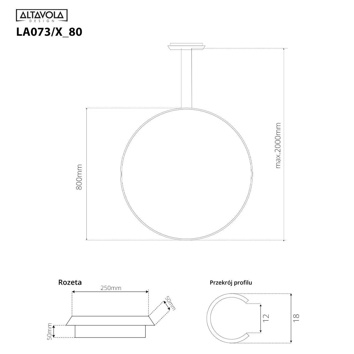 Lampa wisząca Ledowe Okręgi No.1 X 80cm 4k biała ściemnialna - obrazek 4