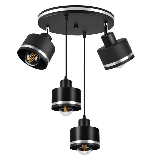 Wama lampa wisząca czarny talerz 4x40w e27 klosz czarny+srebrny