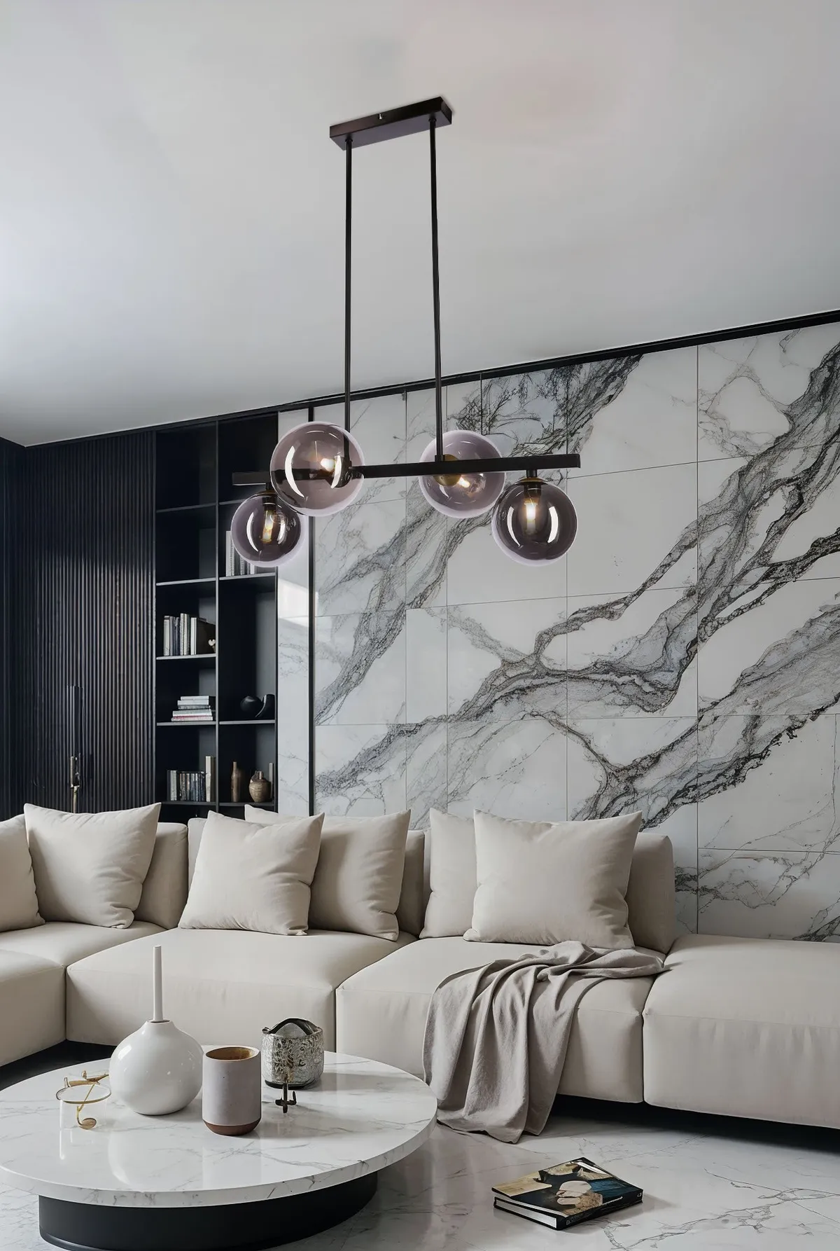 Kama lampa wisząca czarny+złoty 4x28W G9 klosz grafitowy