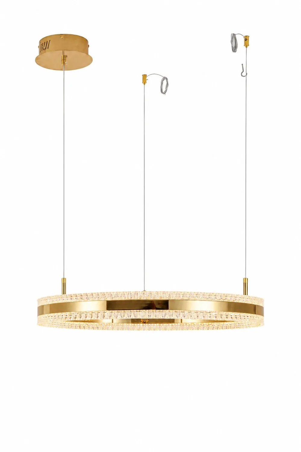 Lampa wisząca ARKADIA LED 60 cm - złoty połysk z kryształowym pierścieniem - obrazek 8