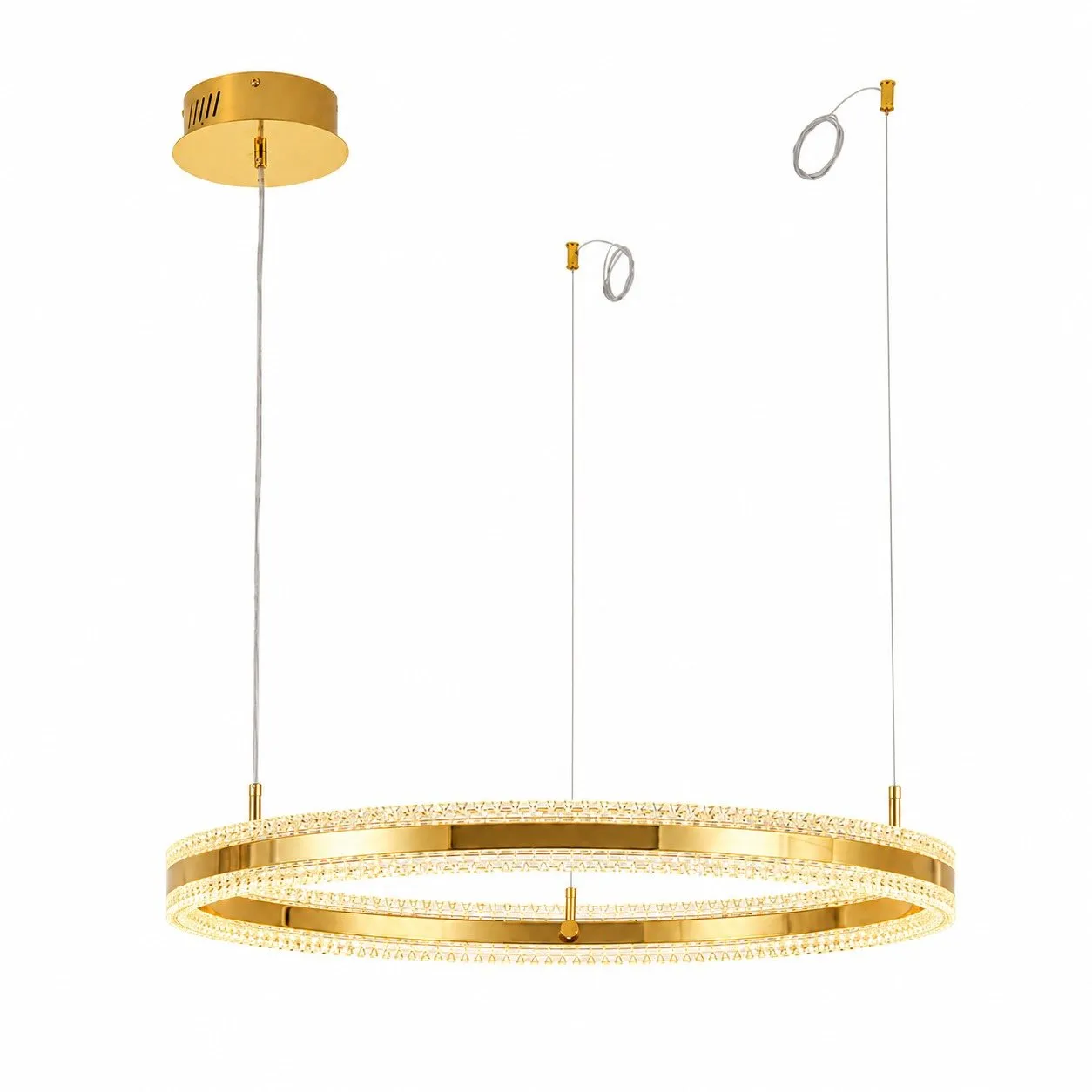 Lampa wisząca ARKADIA LED 80 cm - złoty połysk z kryształowym pierścieniem - obrazek 5