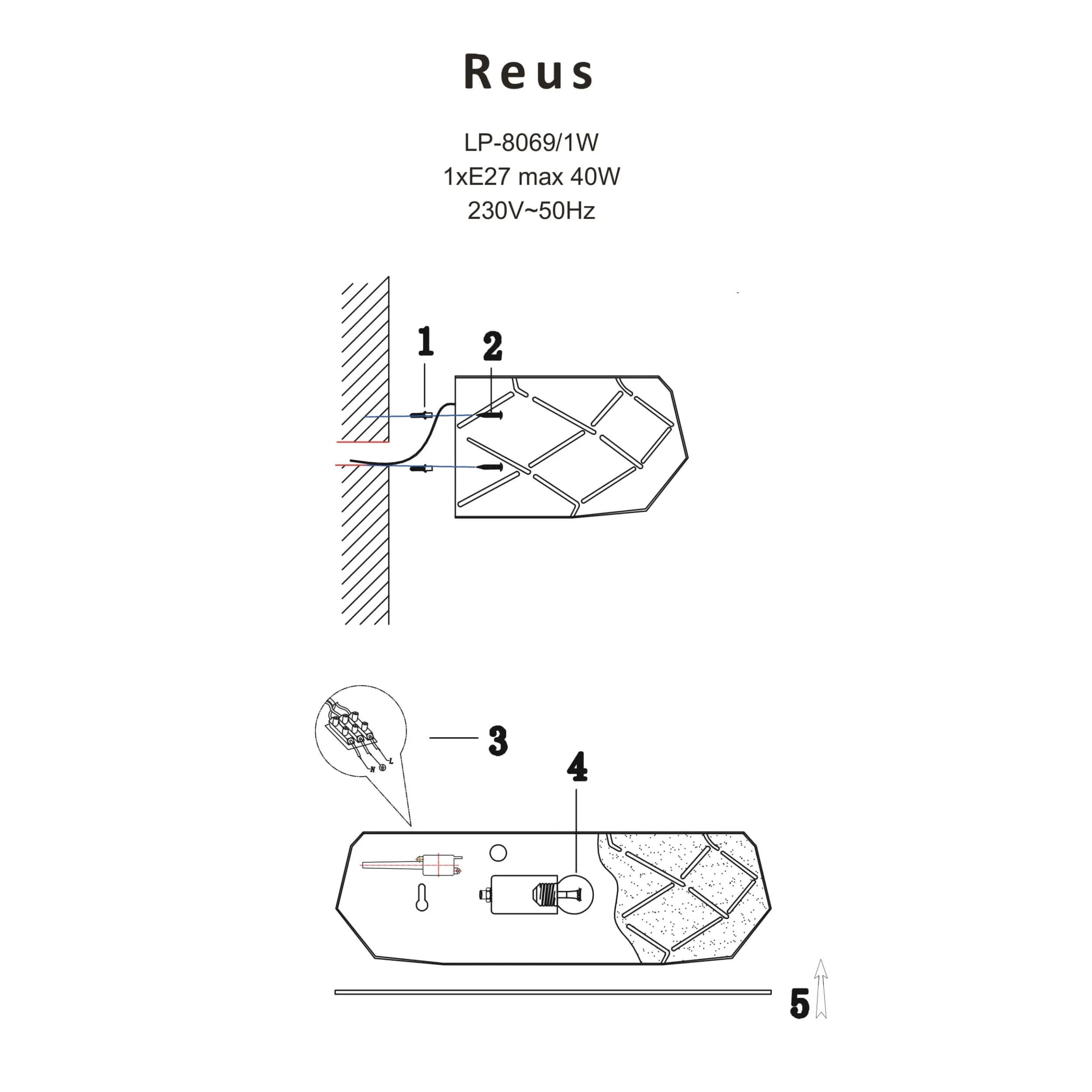 Kinkiet Reus czarny 1xE27 - obrazek 11