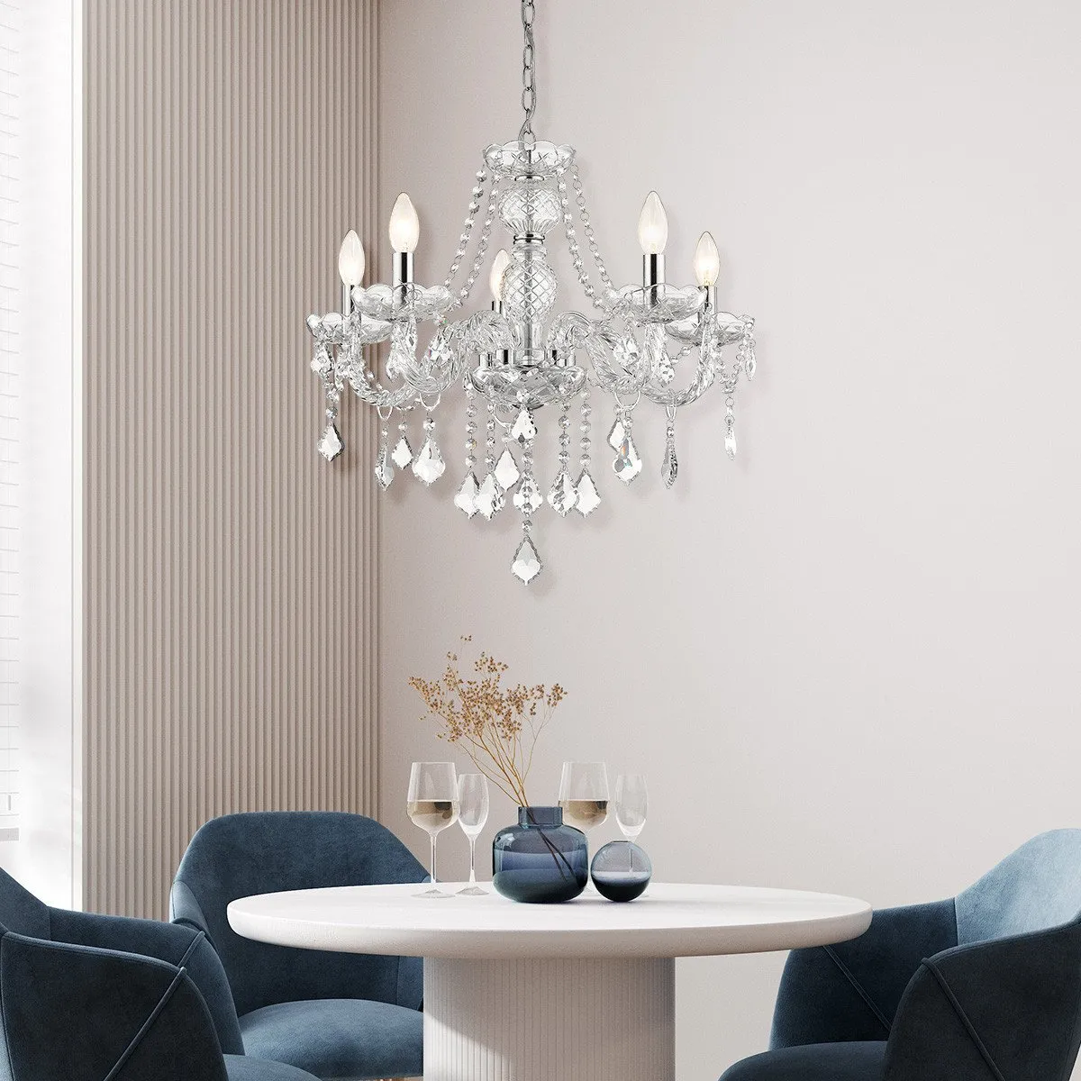 Lampa wisząca Cristallo srebrna 5xE14 - obrazek 2