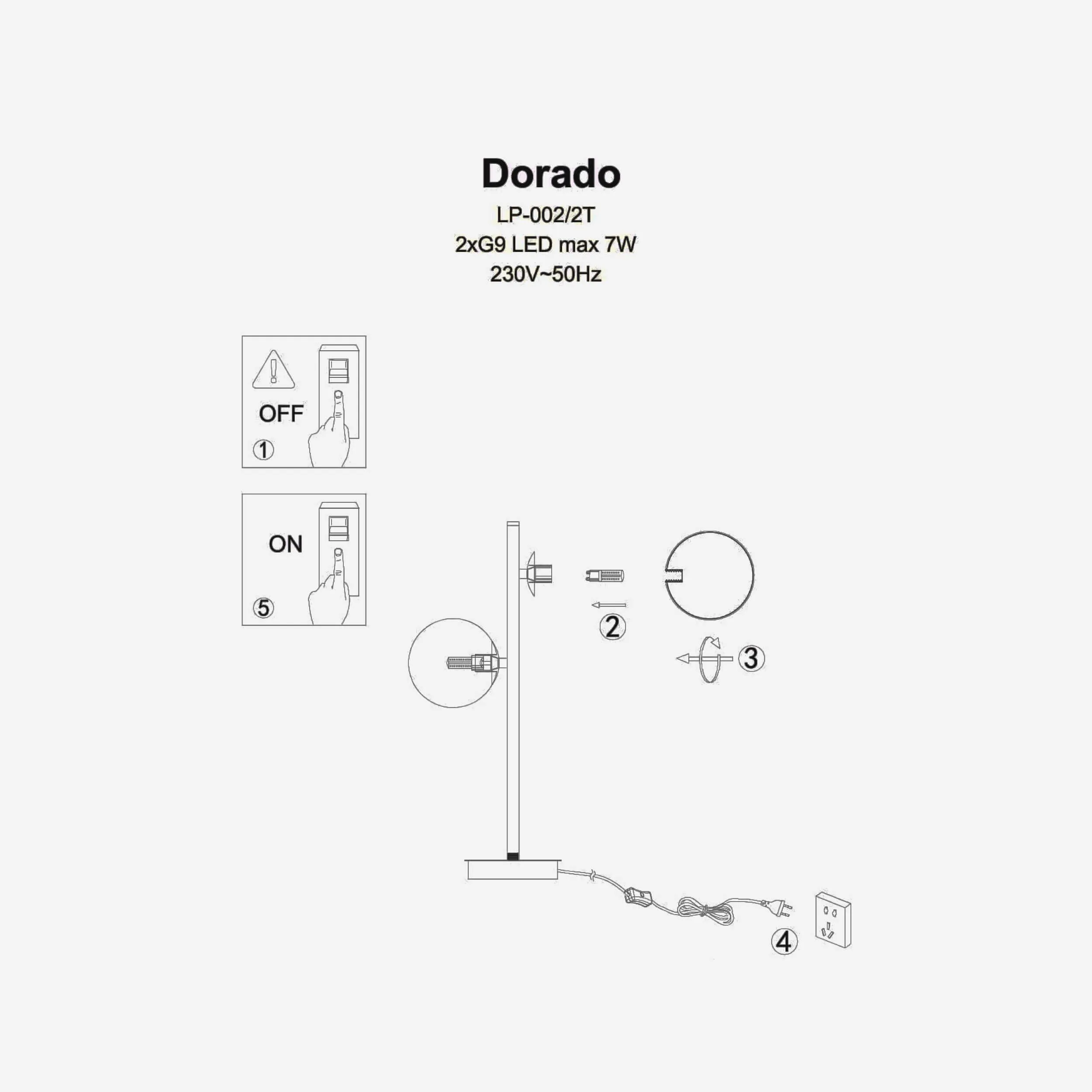 Lampa stołowa Dorado czarna 2xG9 - obrazek 4