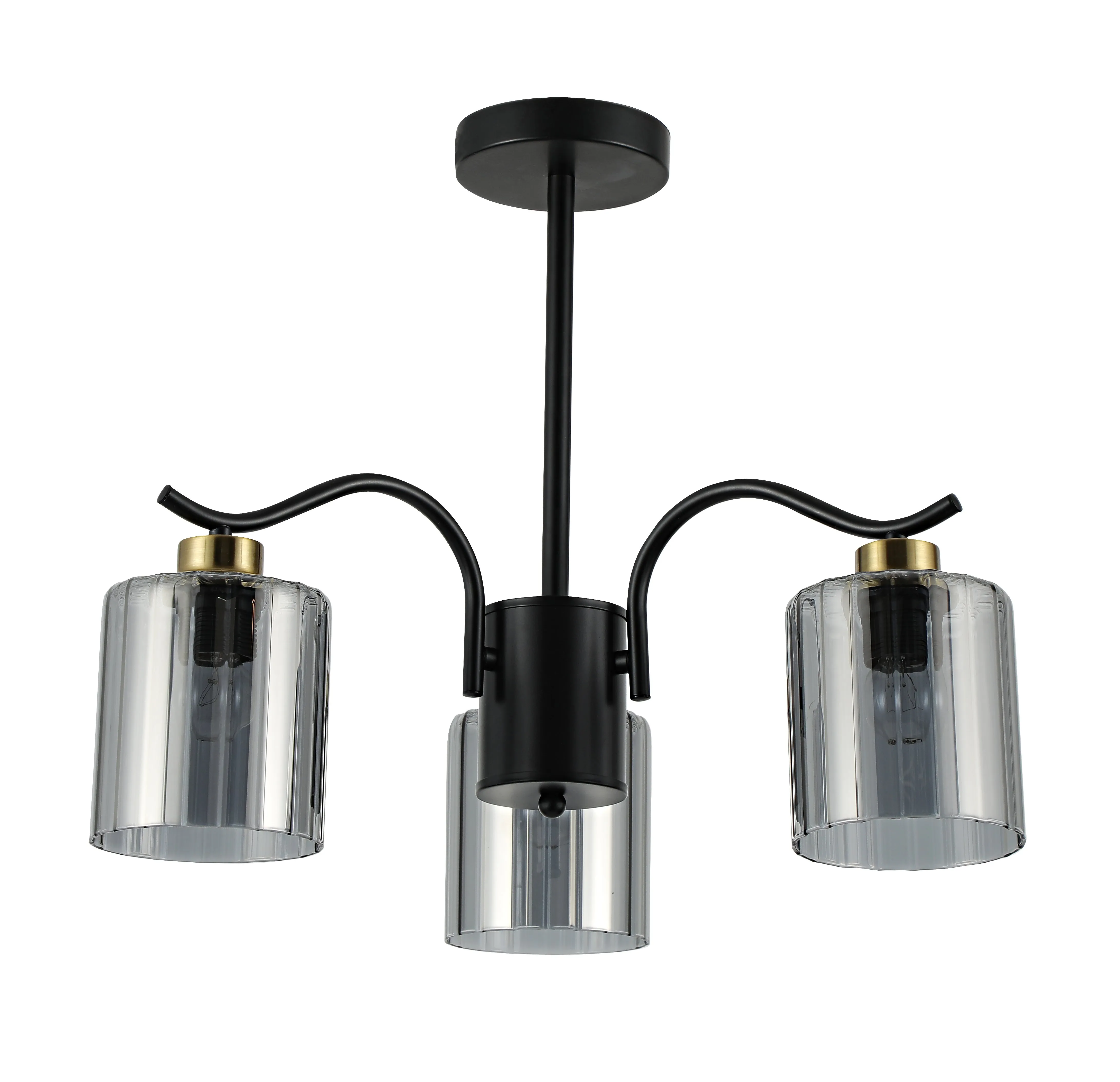 VISTO lampa wisząca czarny 3x40W E27 klosz dymiony