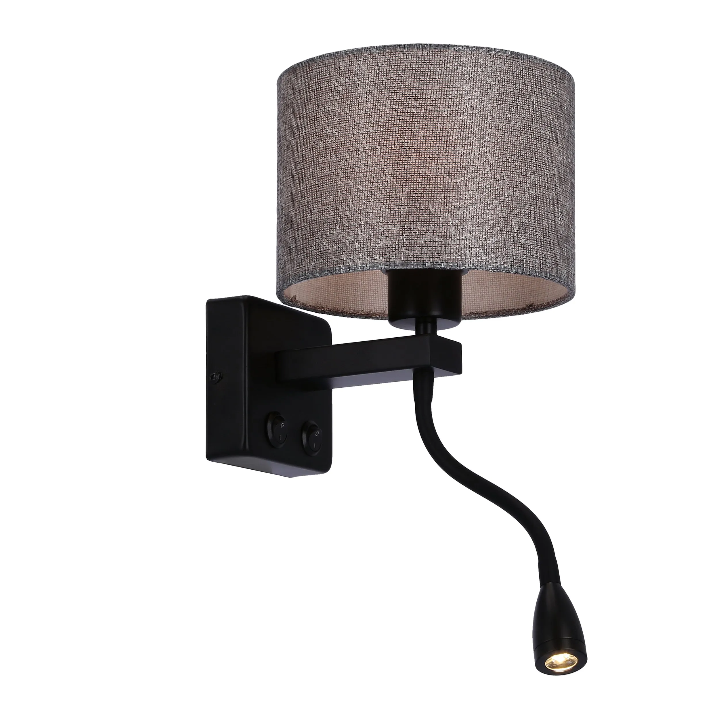 POLO KINKIET 1X40W E27 + 2W LED CZARNY ABAŻ. OKRĄGŁY SZARY - obrazek 8
