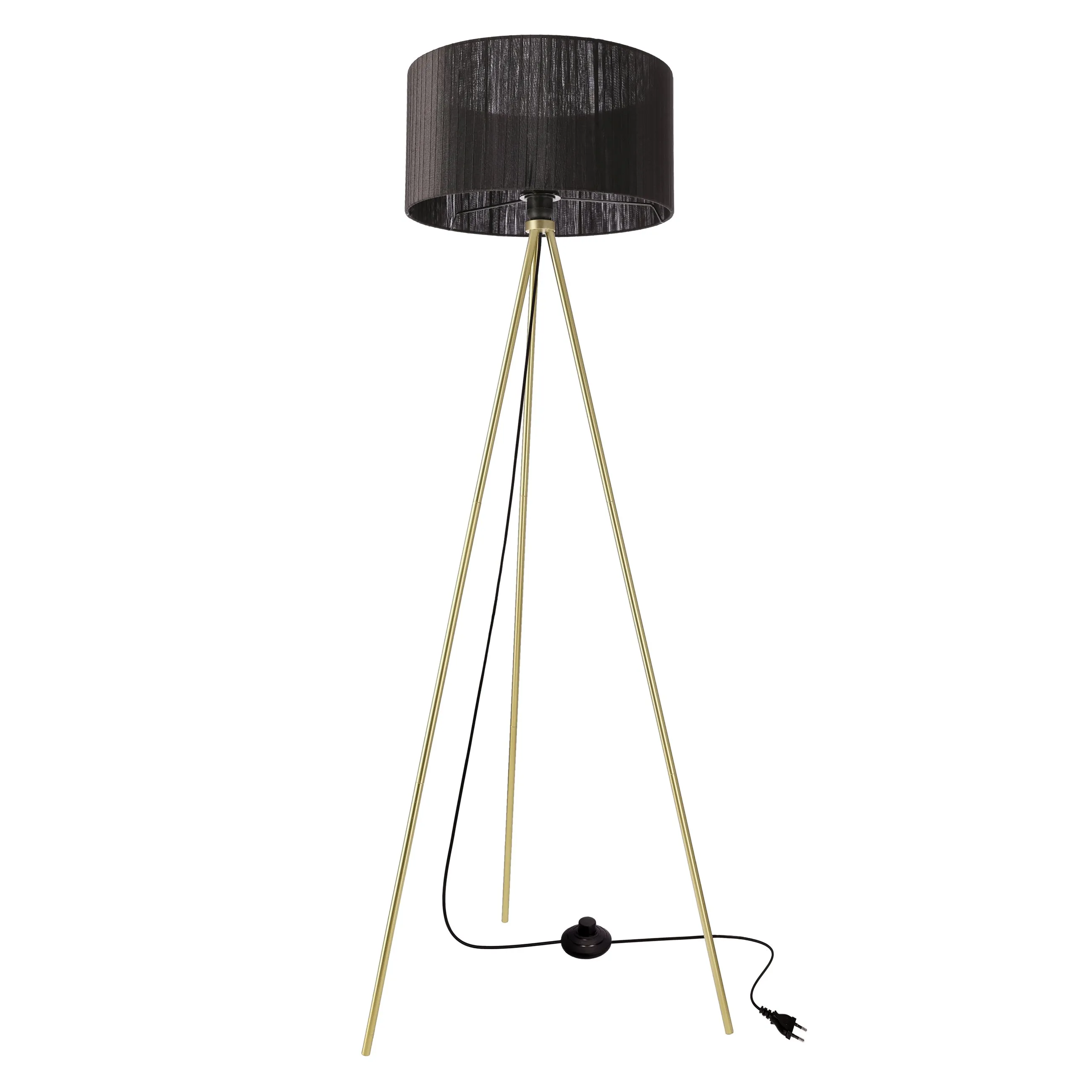 MOSSI lampa podłogowa złoty 1x40W E27 abażur czarny