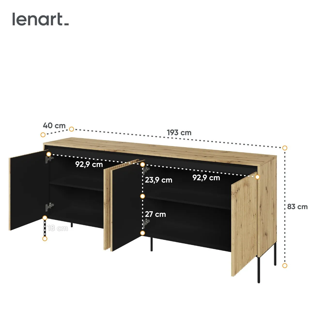 Komoda 4D z oświetleniem dąb artisan/czarny TREND TR04 - obrazek 4