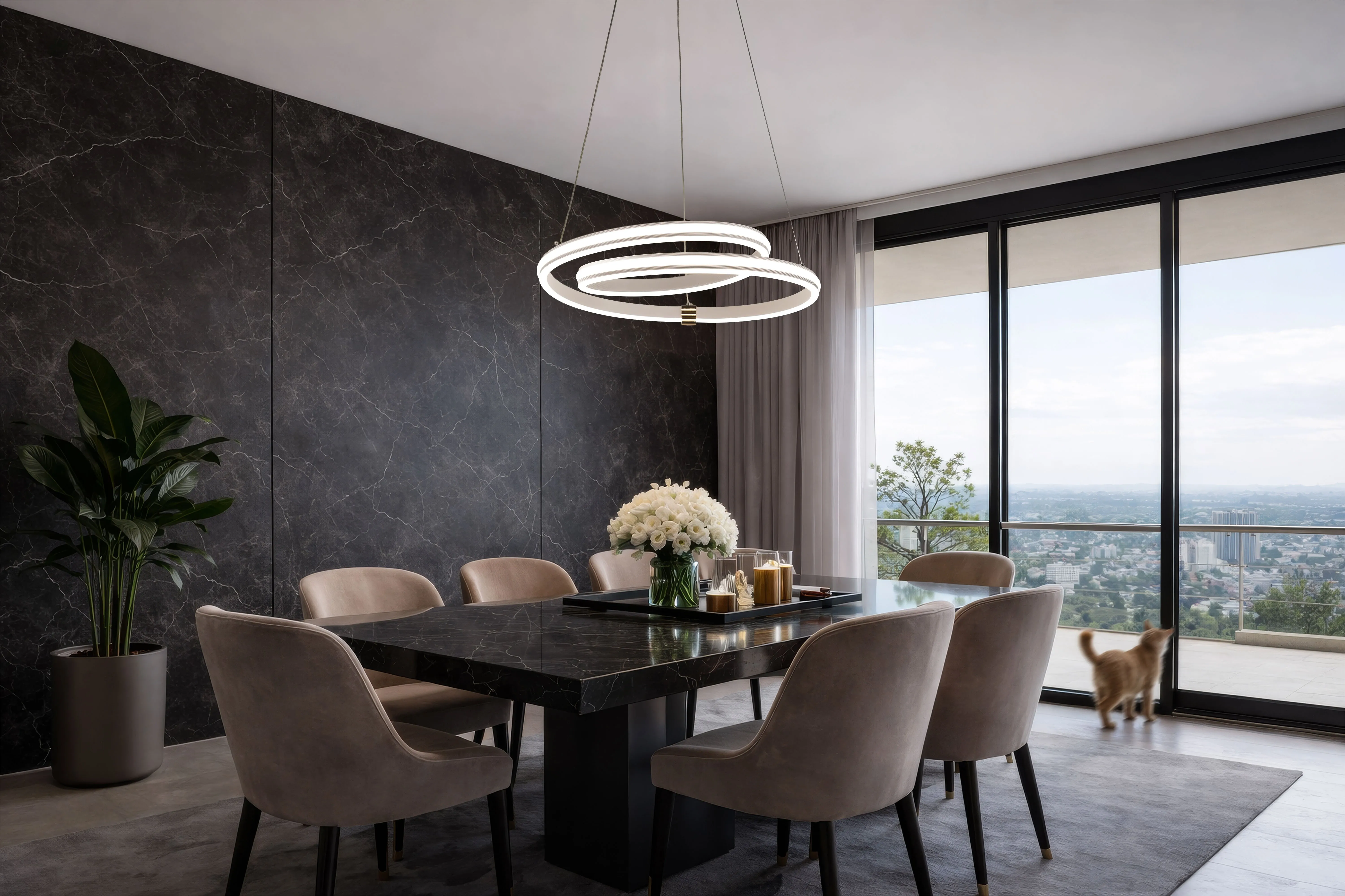 SANTA lampa wisząca złoty 32W LED 3000, 4000, 6500K maskownica biały - obrazek 2