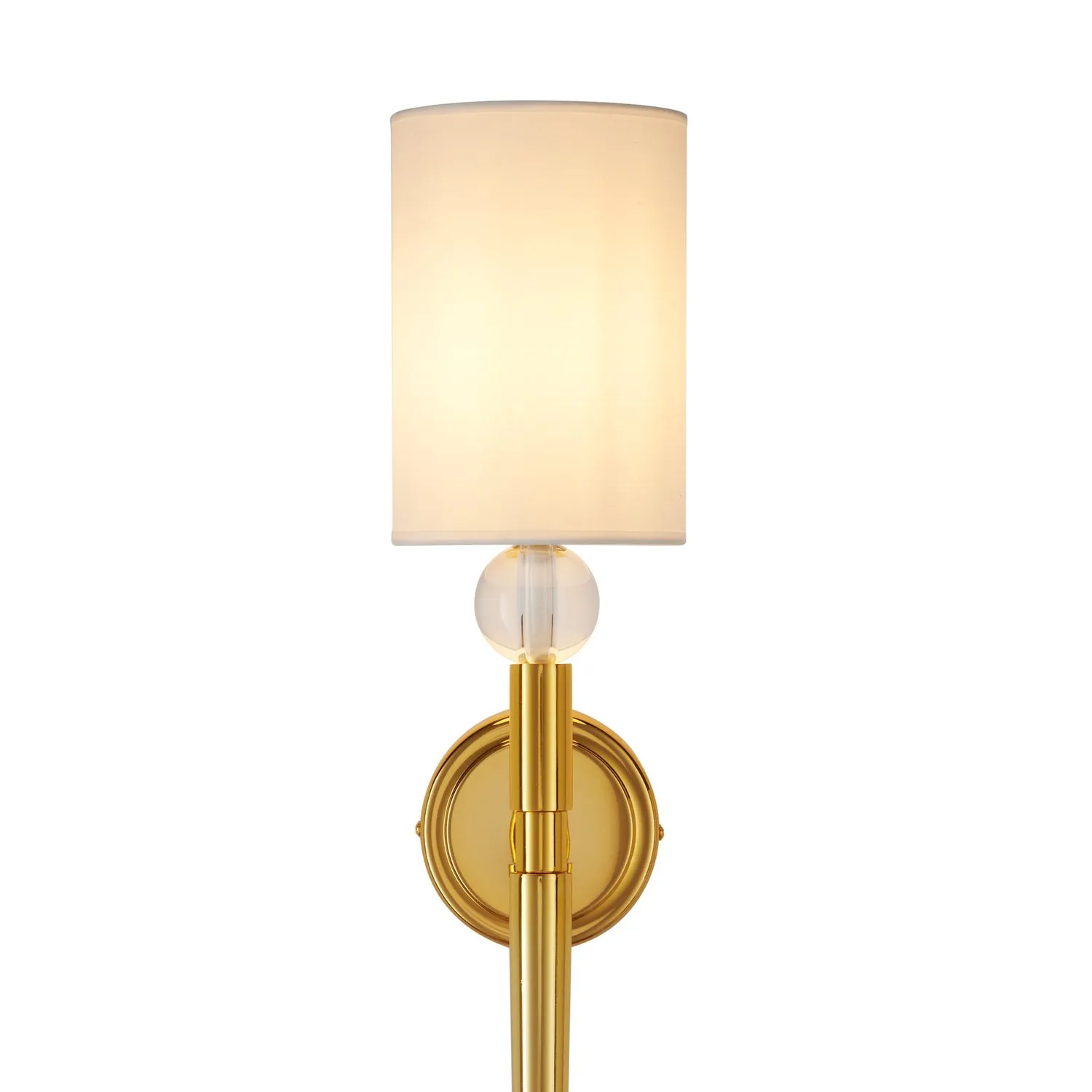 Lampa ścienna DAMA 92 cm-  złoty kinkiet z białym abażurem - obrazek 9