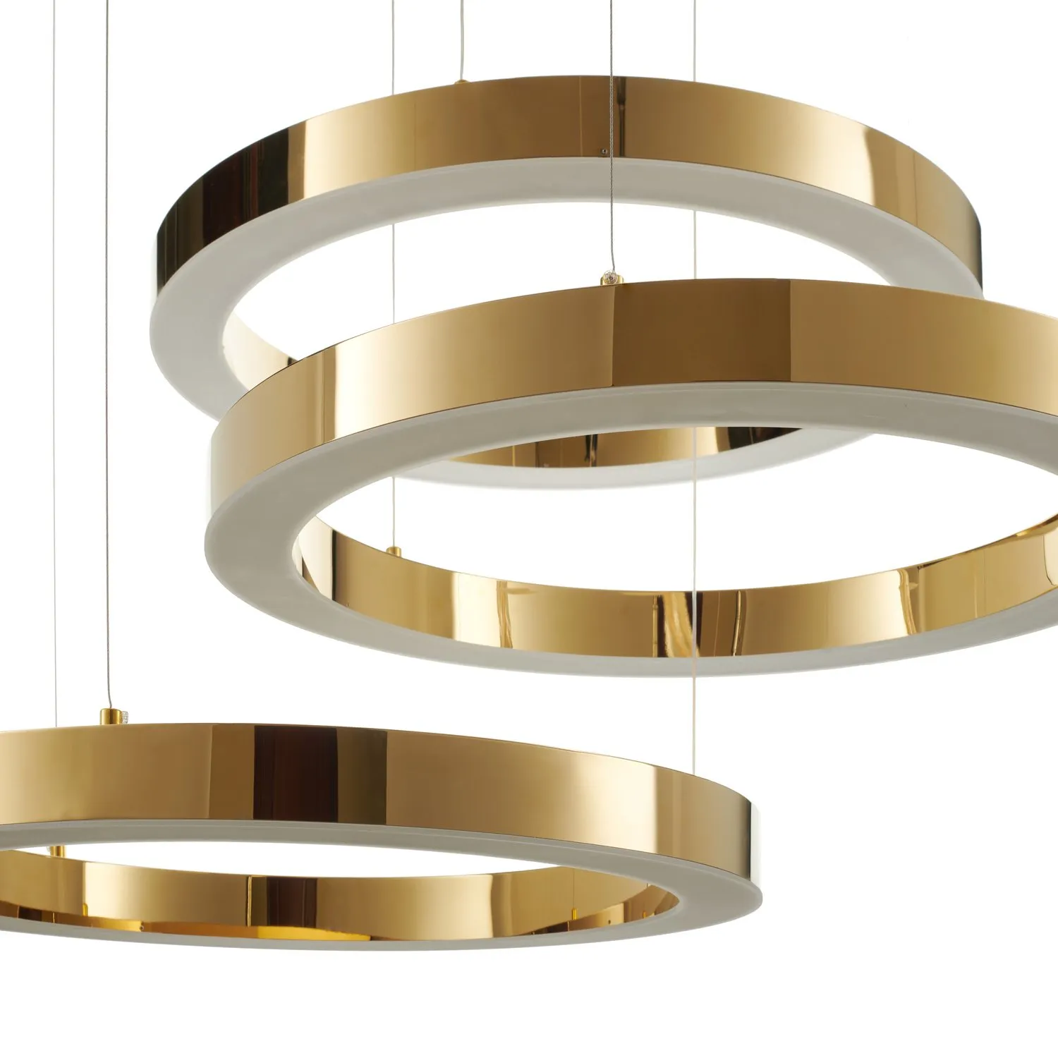 Lampa wisząca CIRCLE 3 60+60+60 cm - LED, ring złoty połysk na 1 podsufitce - obrazek 4