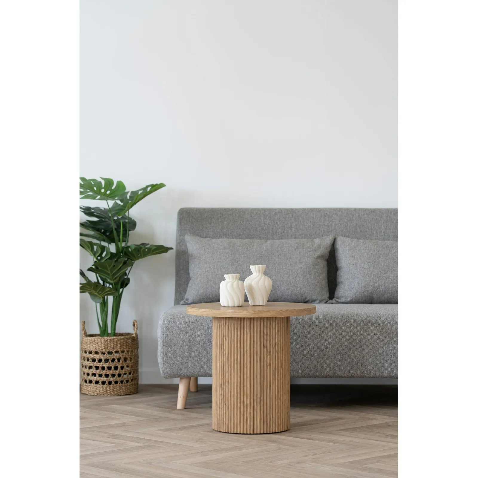 Sofa rozkładana Marlow 2 szara/ nogi naturalne - obrazek 8