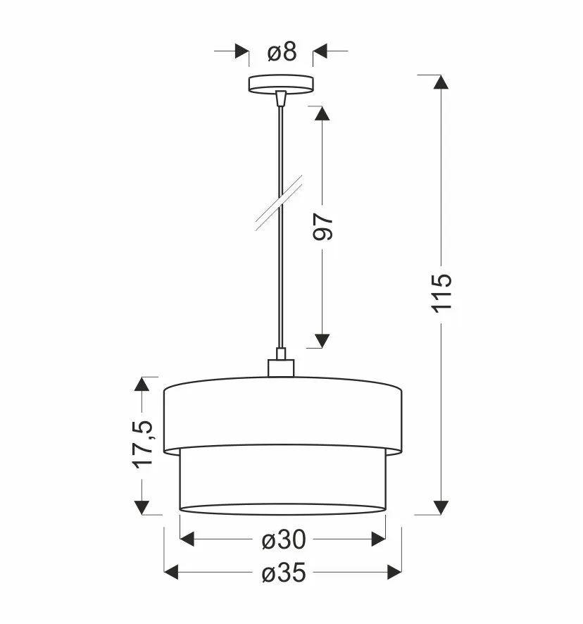 Firenze lampa wisząca czarny 1x60W E27 abażur szaro bordowy+czarny - obrazek 2