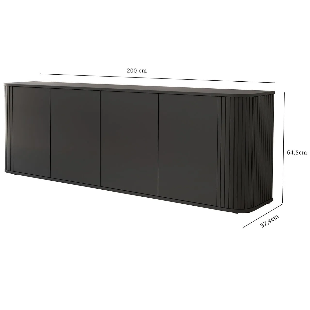 Komoda 4D 200 ZENO czarny - obrazek 2