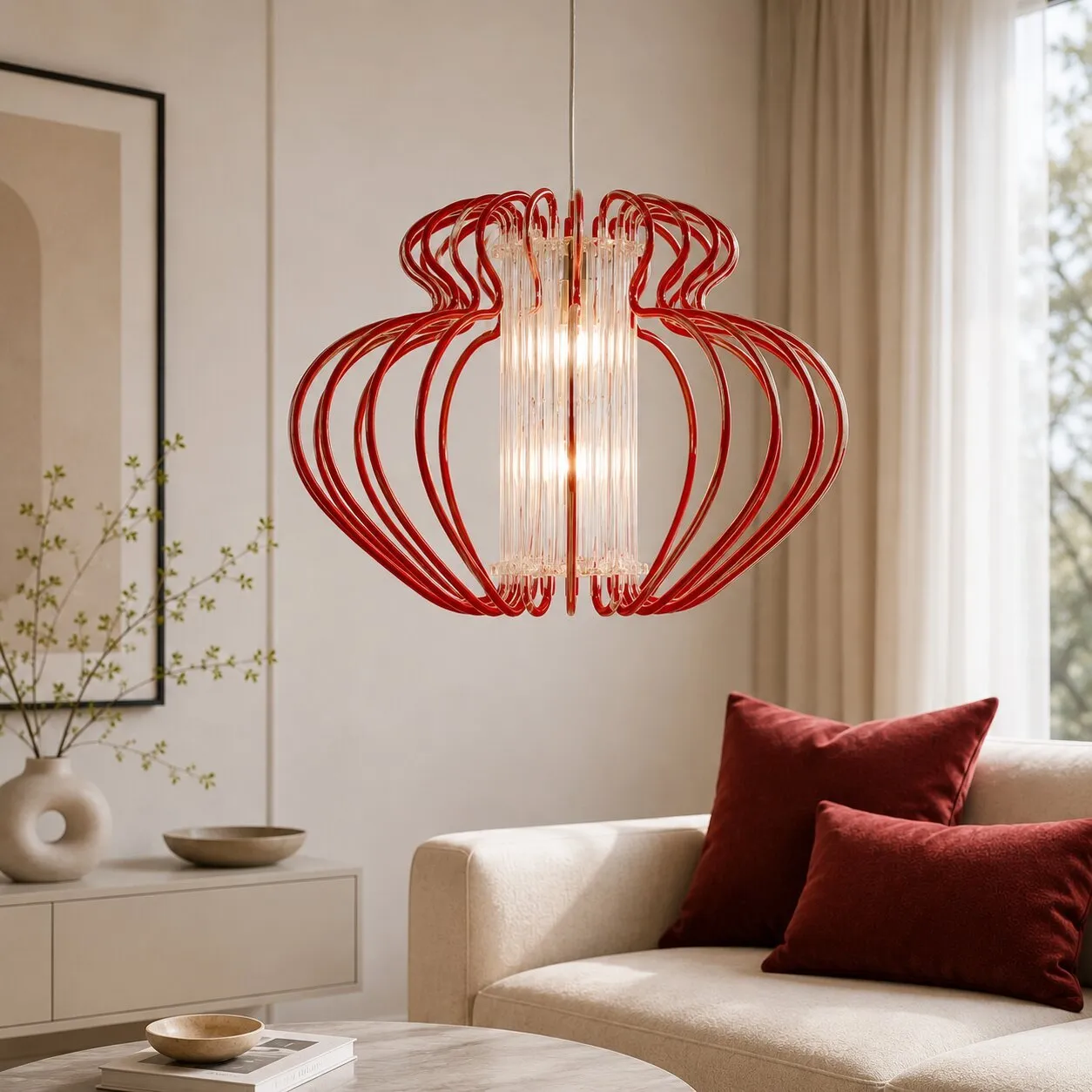 IMPERIA LAMPA WISZĄCA 1X60W E27 520X420 DUŻA CZERWONA PROMOCJA - obrazek 2