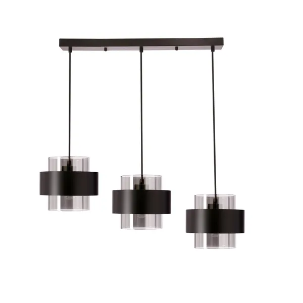 Spiega lampa wisząca czarny 3x60W E27 klosz dymiony