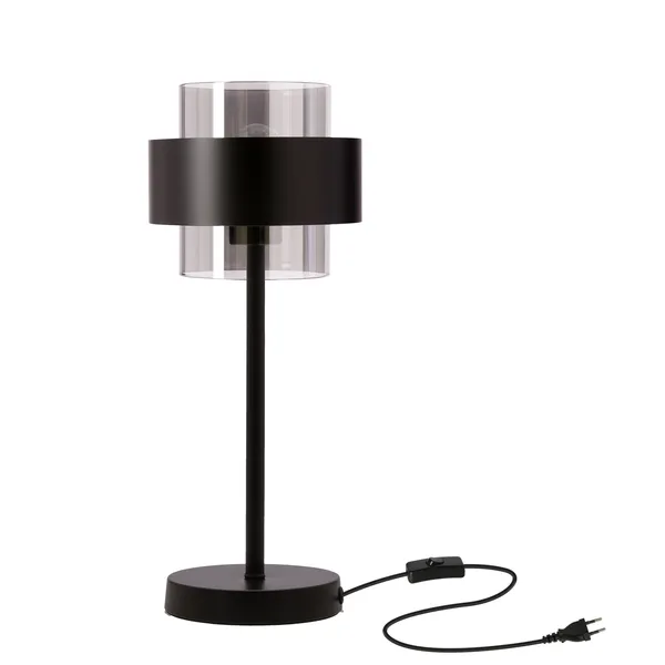 Spiega lampa stołowa czarny 1x60W E27 klosz dymiony