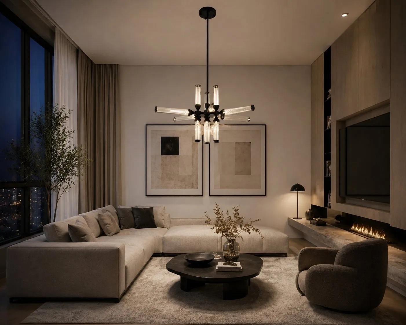 Lampa wisząca QUADRO-12 LED bursztynowe szklane klosze - obrazek 3