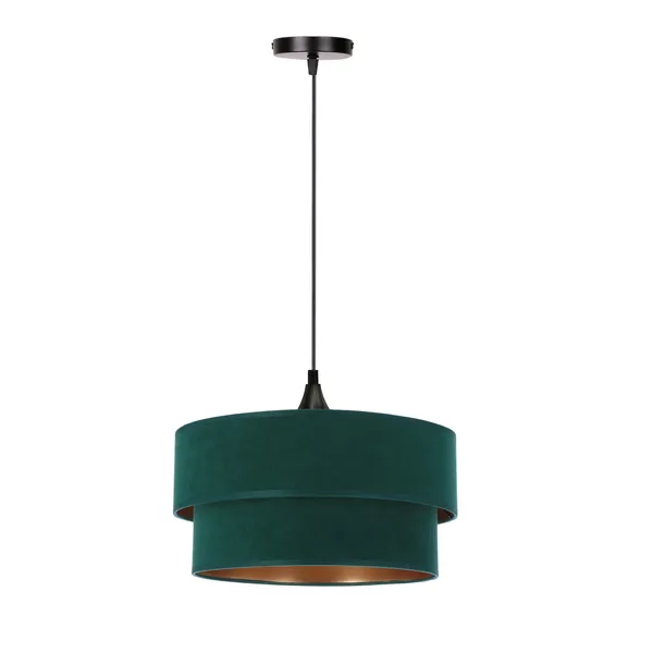 Scopello lampa wisząca czarny 1x60 e27 abażur duo 35+30 velur but.zieleńzłoto