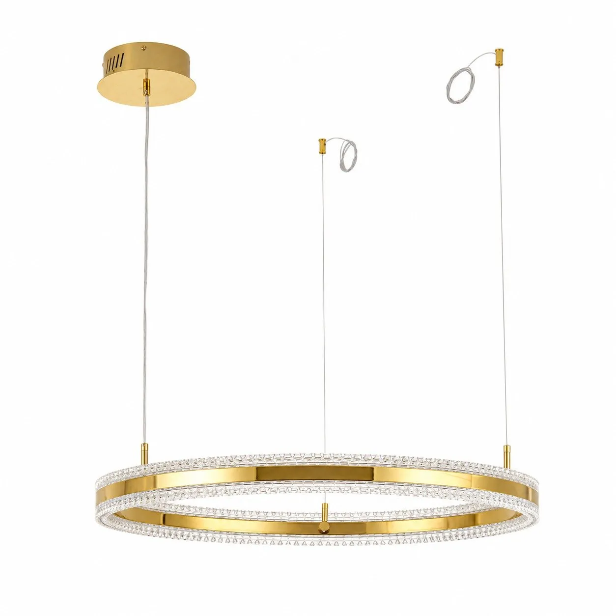 Lampa wisząca ARKADIA LED 80 cm - złoty połysk z kryształowym pierścieniem - obrazek 6