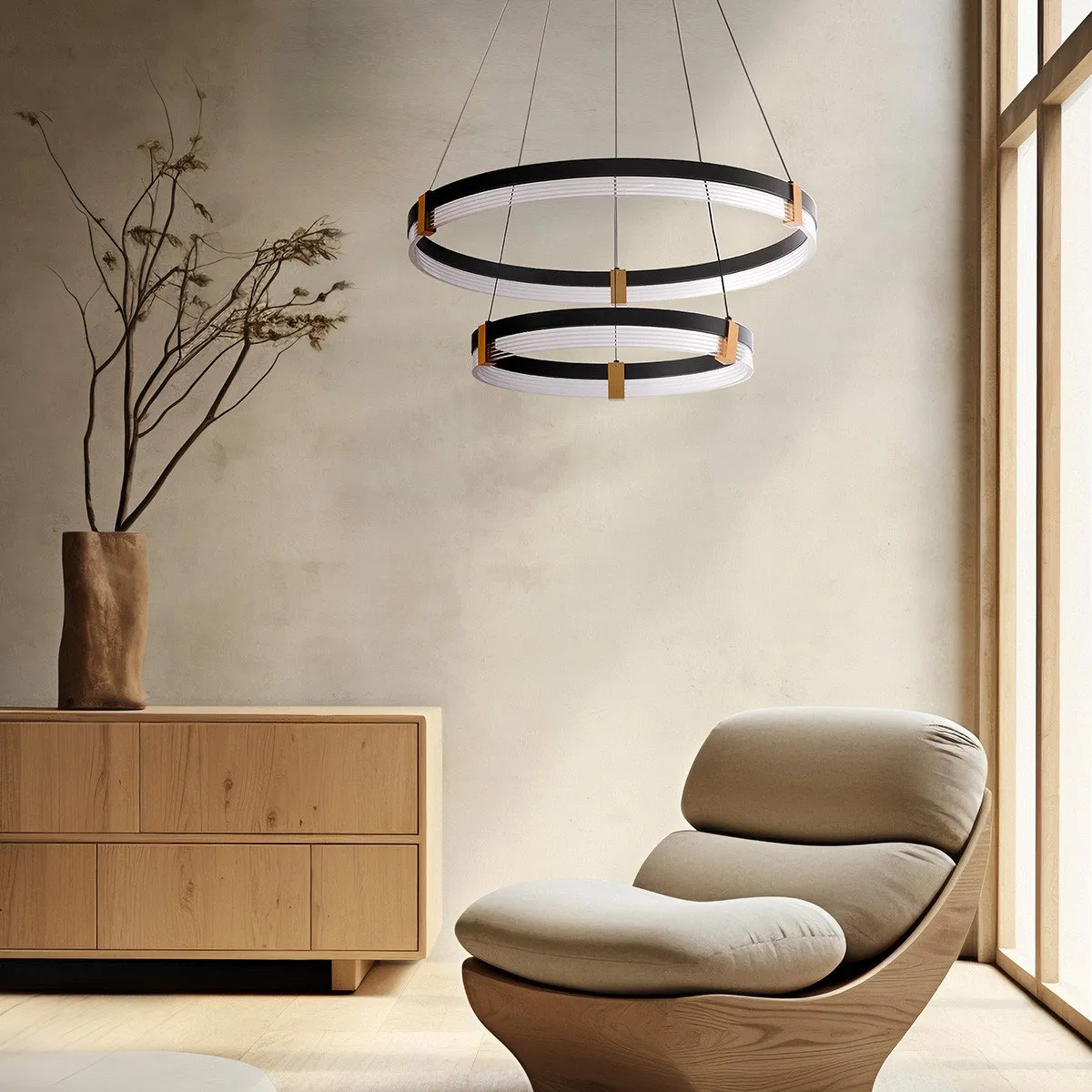 Lampa wisząca Plum 60 cm 40 cm czarno-transparentna LED CCT - obrazek 3