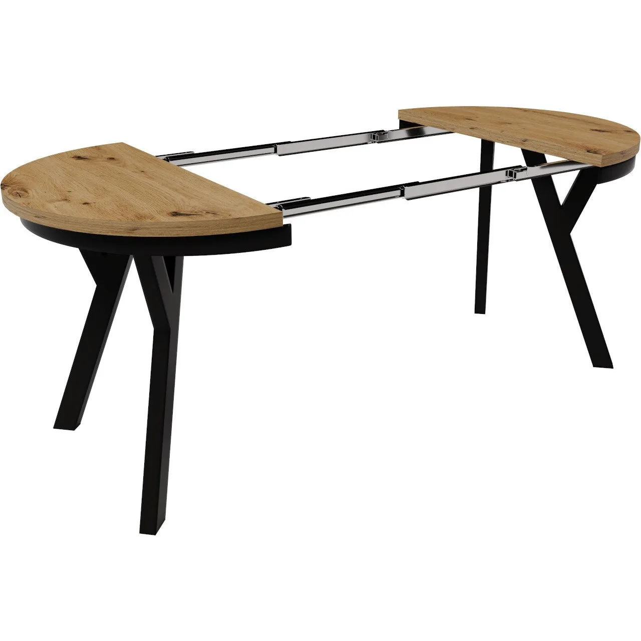 Stół okrągły HAX 90cm rozkładany do 190cm dąb artisan i czarne nogi - obrazek 4