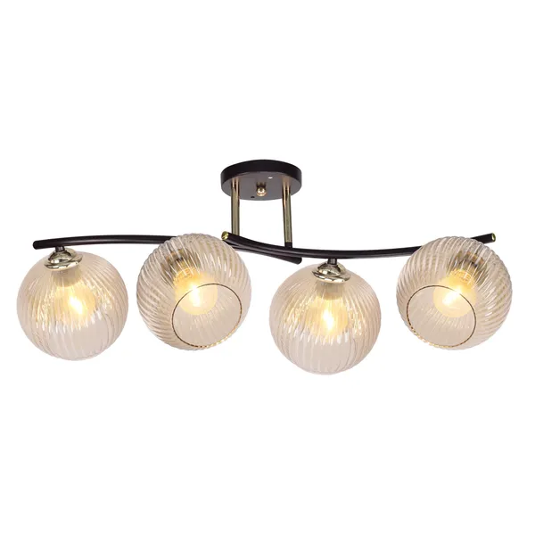 MANON lampa sufitowa brunatny+złoty 4x40W E27 klosz bursztynowy