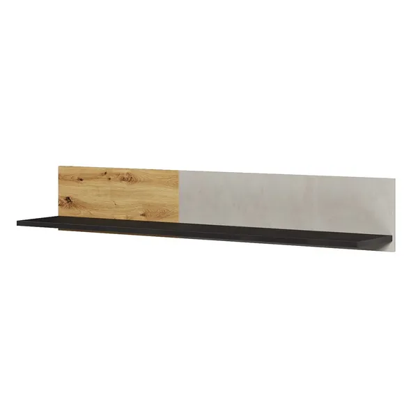 Półka wisząca dąb artisan/raw steel/silk flou QUBIC QB09