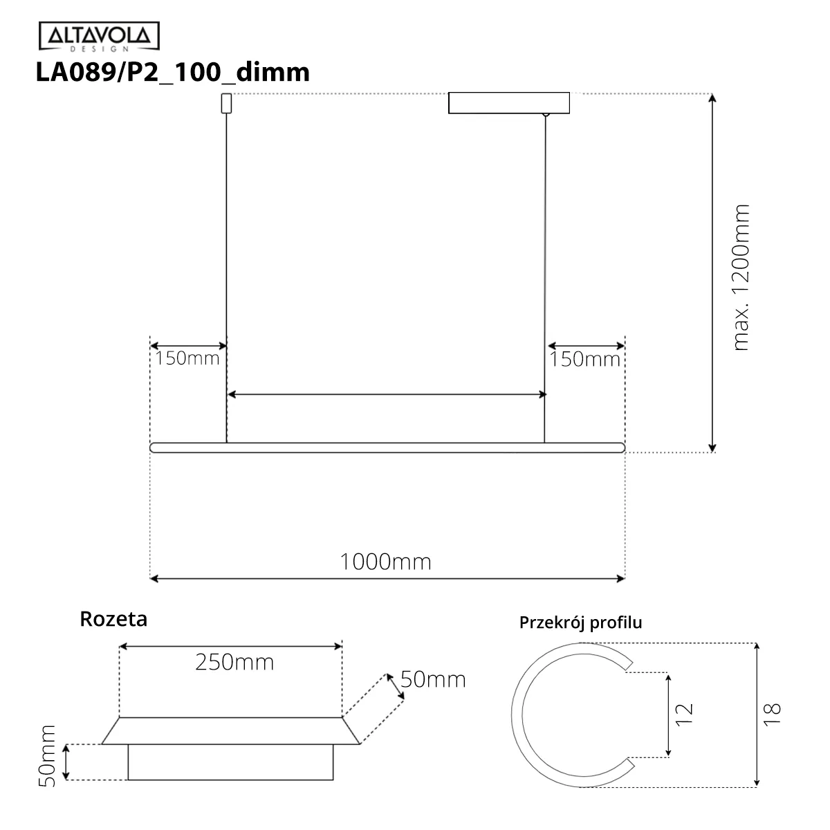 Lampa wisząca Linea No.1B 100cm 4k srebrna Dali - obrazek 5