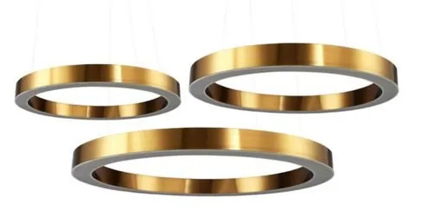 Lampa wisząca CIRCLE 3 40+60+60 cm - LED, ringi mosiądz szczotkowany na 1 podsufitce