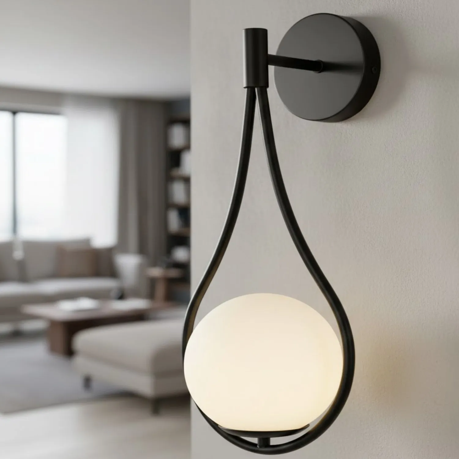 Lampa ścienna DROP 45 cm czarna - obrazek 3