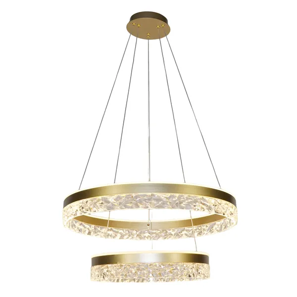 FROZI lampa wisząca podwójna złoty 38W LED 3000K kryształki bezbarwne
