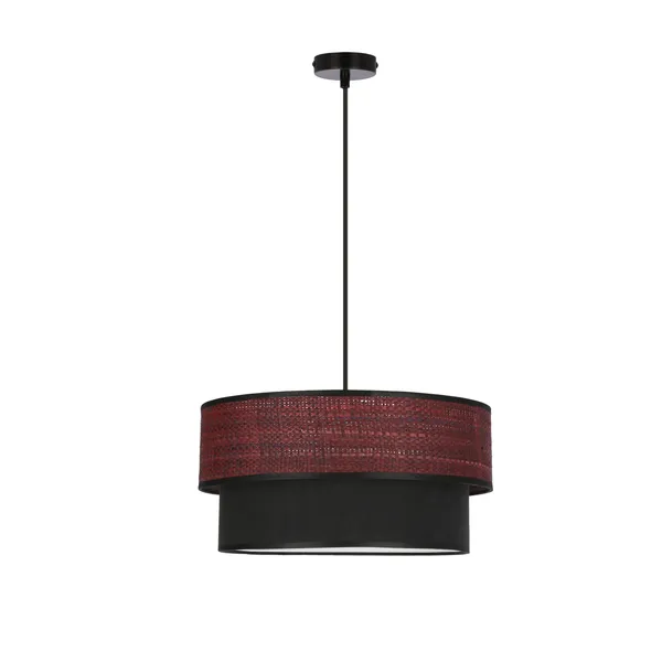 Firenze lampa wisząca czarny 1x60W E27 abażur szaro bordowy+czarny