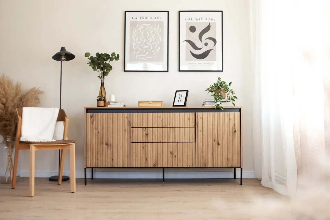 Komoda 2D3S z oświetleniem dąb artisan/czarny TREND TR01 - obrazek 6