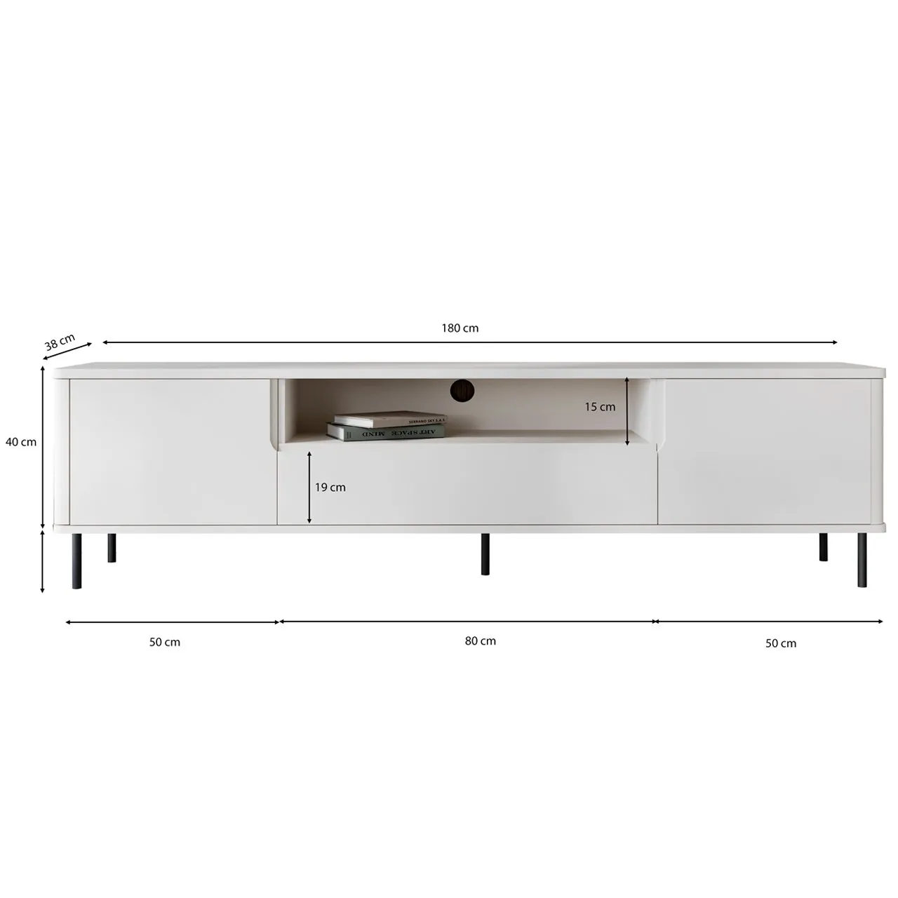 Komoda RTV RADIUS 180NC biały - obrazek 3