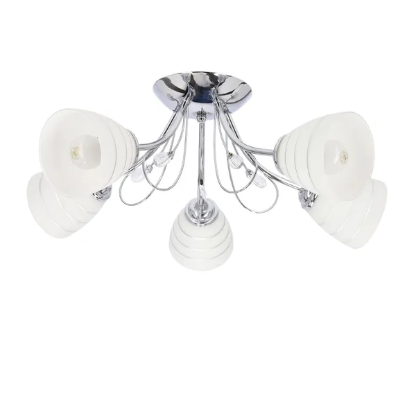 SIMPLI LAMPA WISZĄCA 5*40W E27  CHROM  Z KRYSZTAŁKIEM+KLOSZ Z PASKIEM