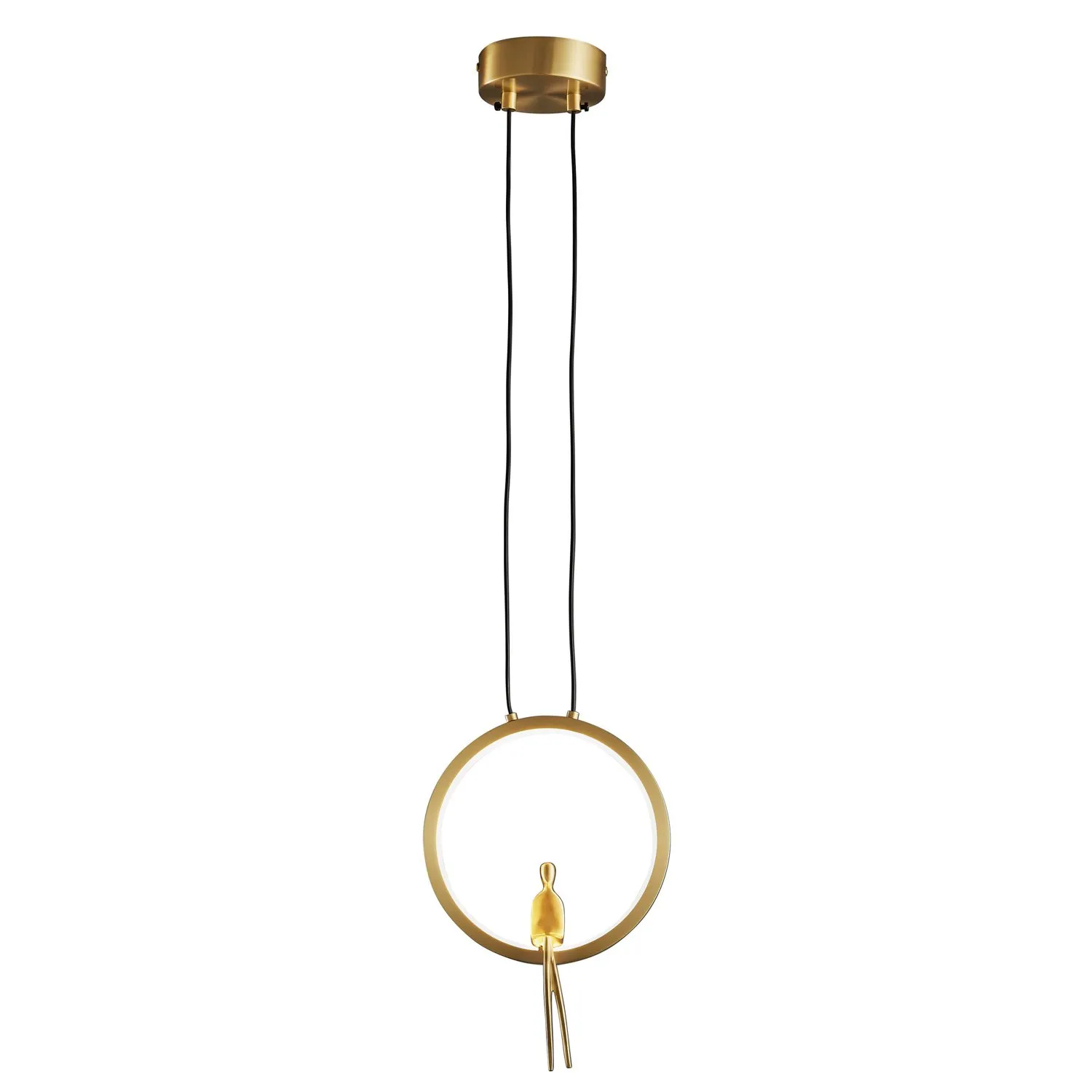 Lampa wisząca AMICI 27 cm - LED, mosiądz, złoty ring z dekoracyjną figurką - obrazek 5