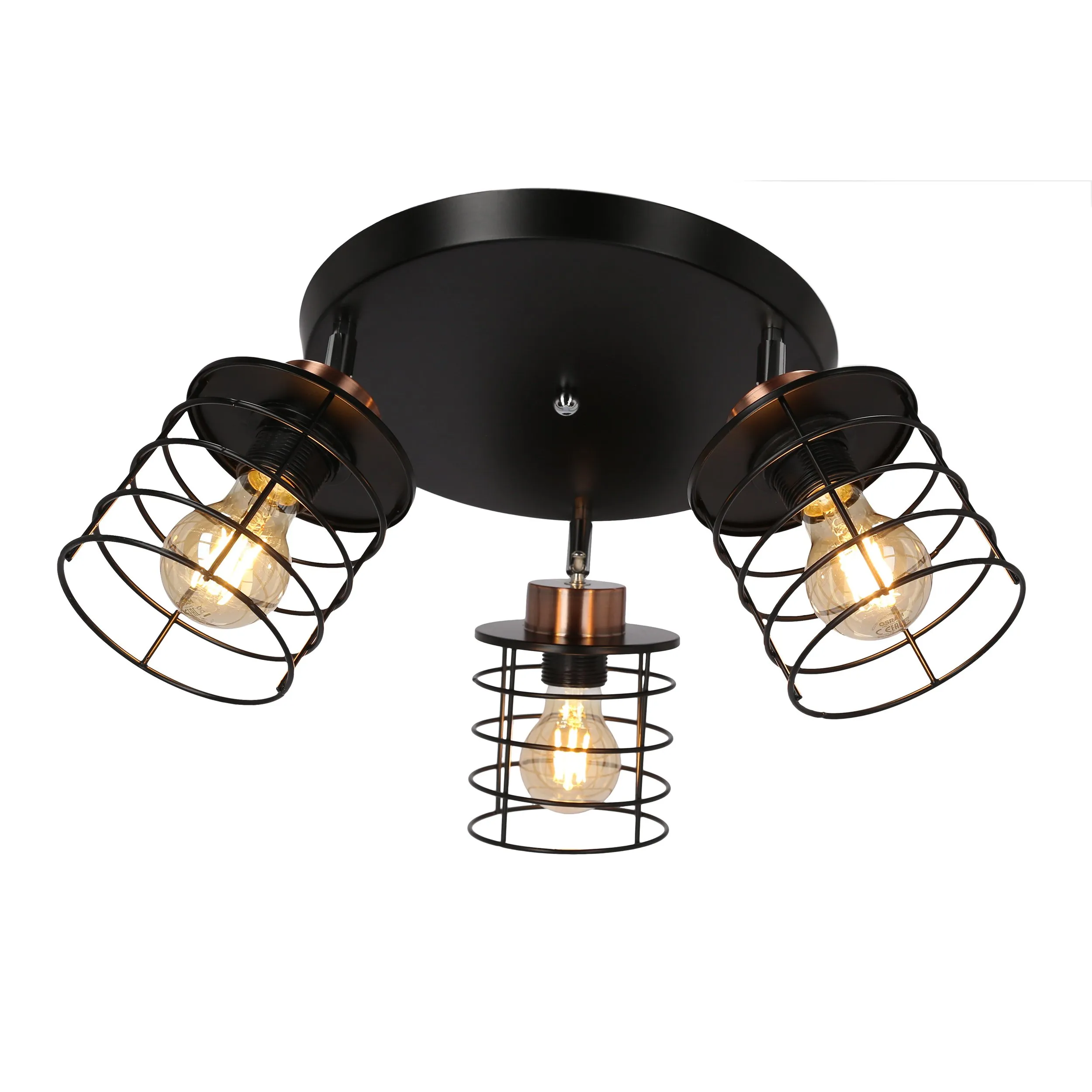 Glob lampa sufitowa plafon czarny+złoty 3x40w e27 klosz czarny - obrazek 4
