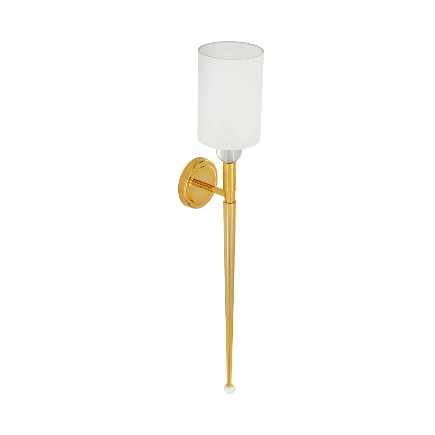 Lampa ścienna DAMA 92 cm-  złoty kinkiet z białym abażurem - obrazek 7
