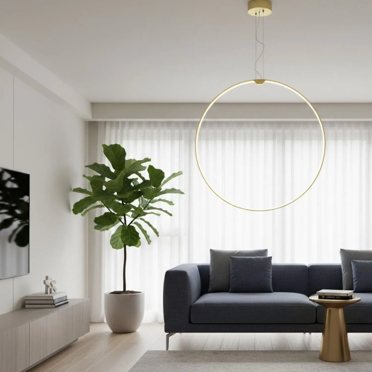 Lampa wisząca ACIRCULO 74 cm - złoty ring LED - obrazek 2