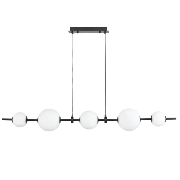Lampa wisząca MILA 140 cm - LED, czarna z białymi kulami