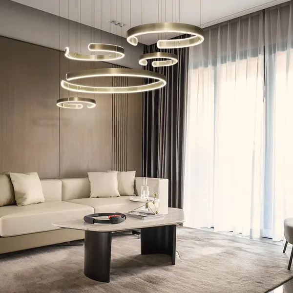 Lampa led 264W złota okręgi + Pilot DL-I02 LARA