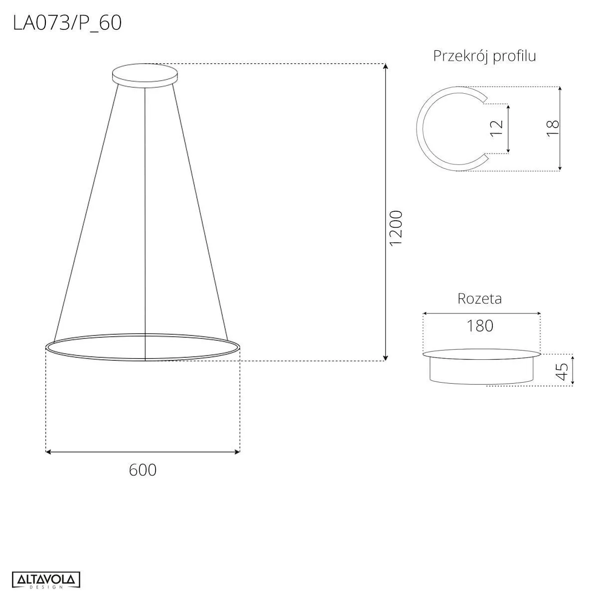 Lampa wisząca Ledowe Okręgi No.1 60cm 3k mocha - obrazek 2