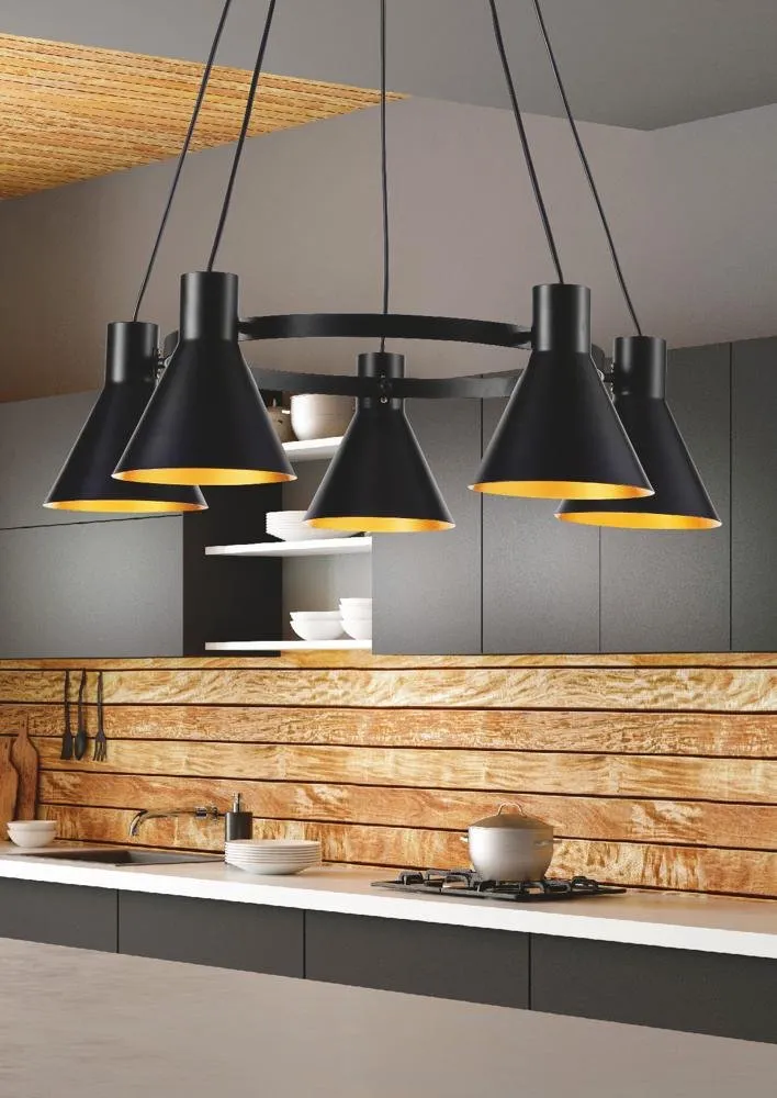 MORE LAMPA WISZĄCA 5X40W E27 CZARNY MATOWY - obrazek 3