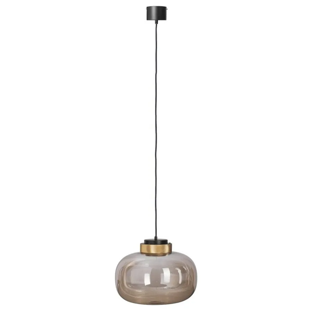 Lampa wisząca BOOM 35 cm - LED, klosz bursztynowy, wykonczenie złote - obrazek 3