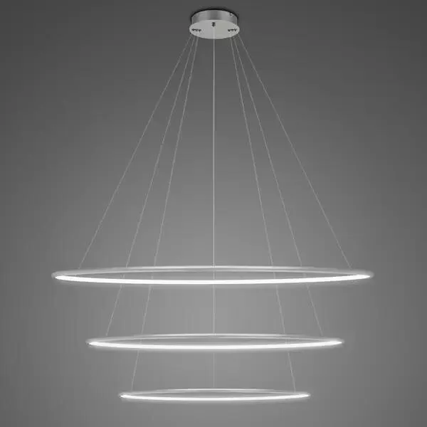 Lampa wisząca Ledowe Okręgi No.3 100cm 4k srebrna